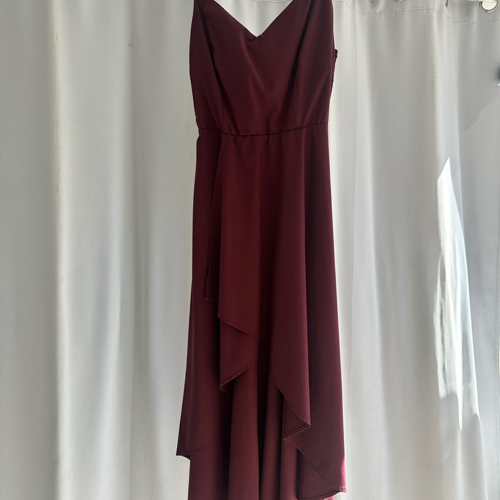 HALARA Red Asymmetrical Ruffled Sundress